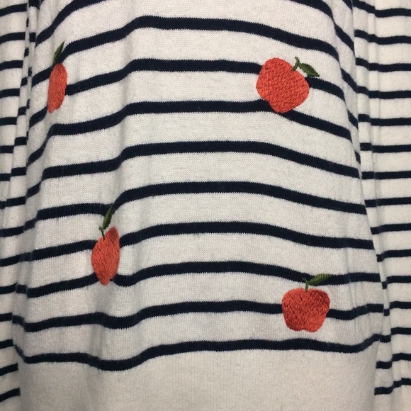 LOFT striped apple embroidered sweater Wool blend - Picture 4 of 12